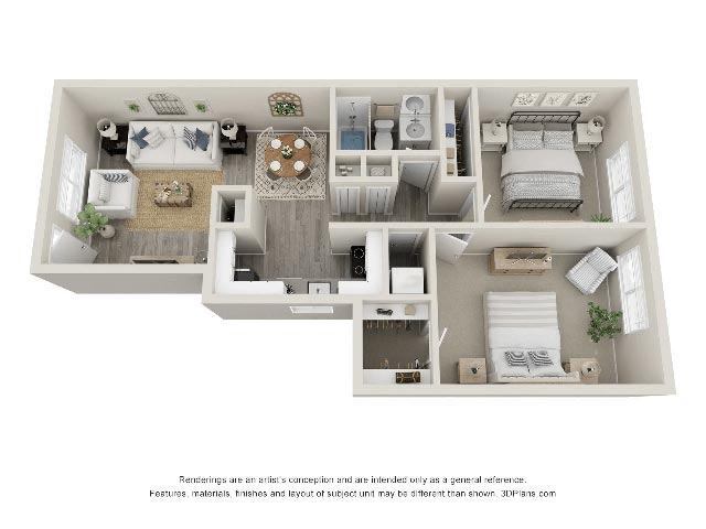 Floor Plan - 2 Bed 1 Bath - Classic