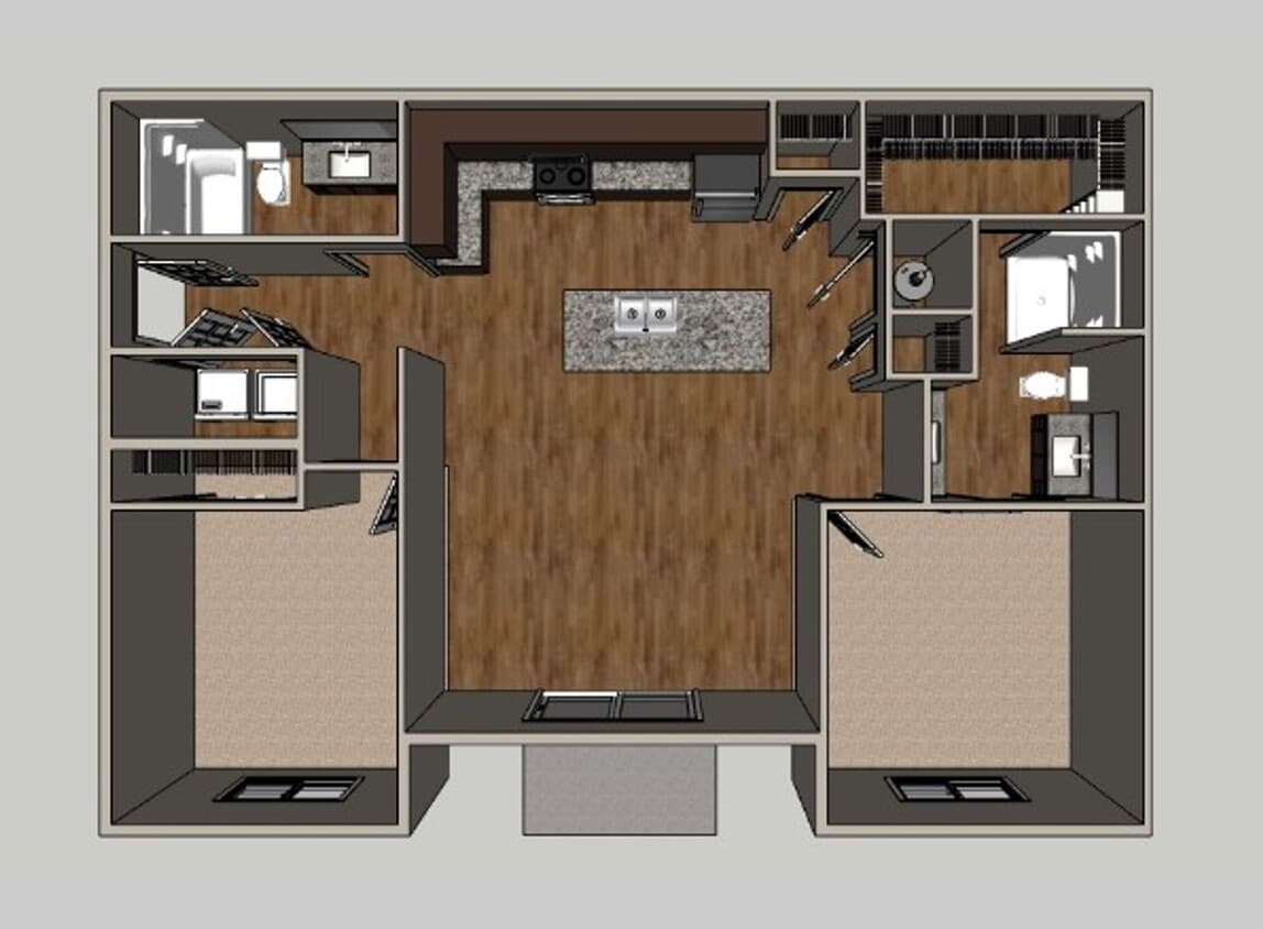 Floor Plan - 2 Bedroom Split - 2nd Floor