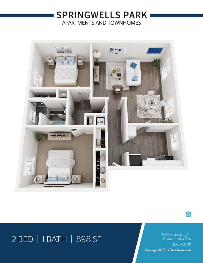 Floor Plan - 2 BEDROOM 1 BATH