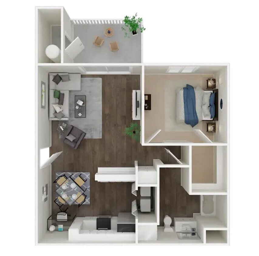 Floor Plan - 1BD, 1BTH A