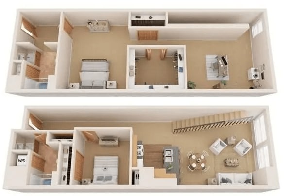 Floor Plan - Townhome Plus Open Room | 2 bd - 2 bth