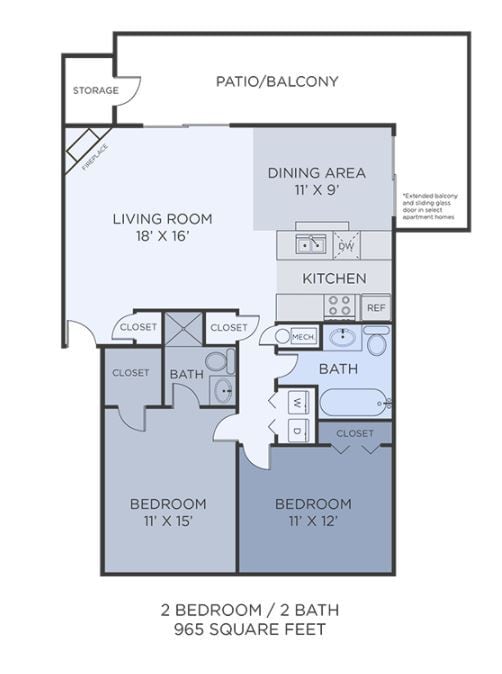 Floor Plan - 2Bed/2Bath