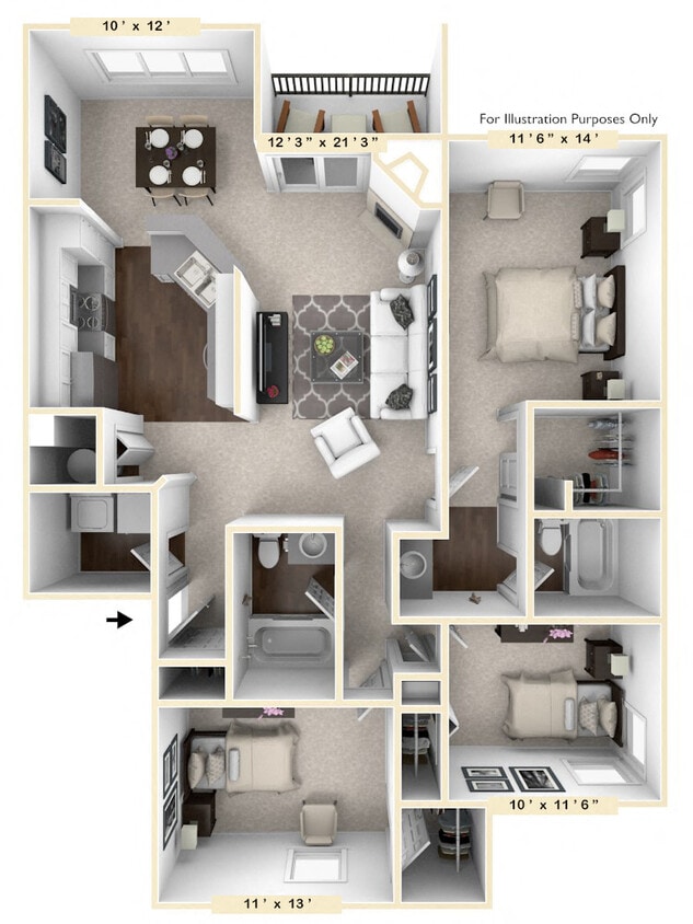 Floor Plan - The Mallard 3 BR 2 BA