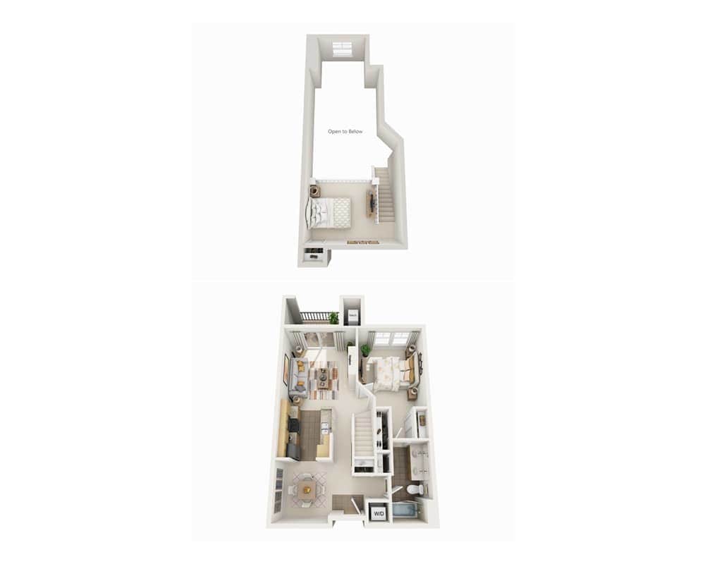 Floor Plan - One Bedroom with Loft A1LDL