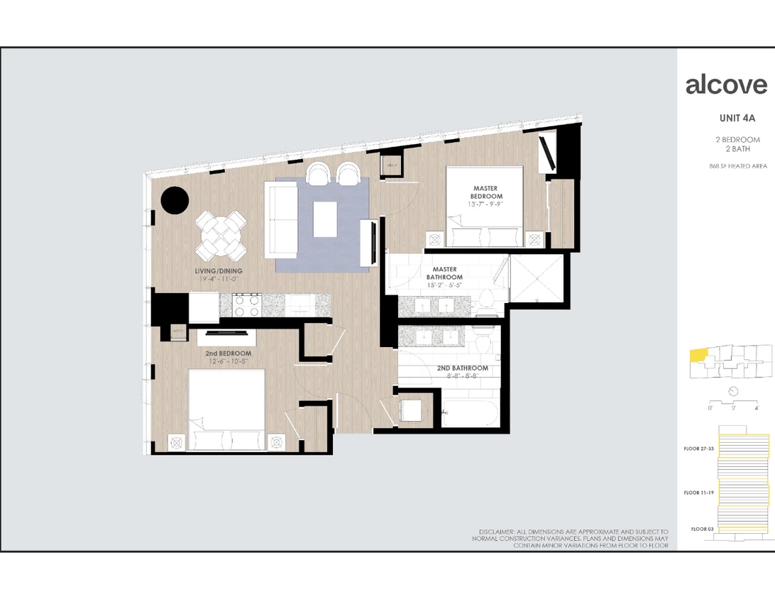 Floor Plan - Alcove One Bedroom with Den 04 Tiers 1& 3