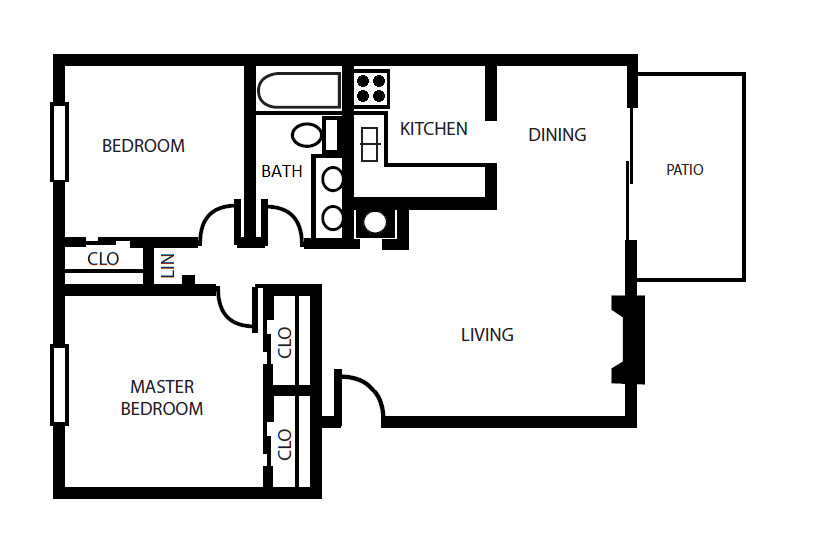Floor Plan - 2 Bed | 1 Bath | 890 sq ft 