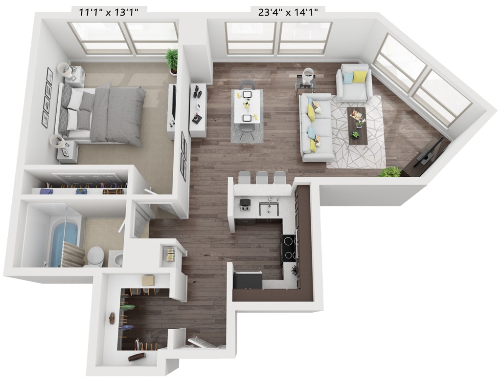 Floor Plan - ONE BEDROOM THREE / FOUR