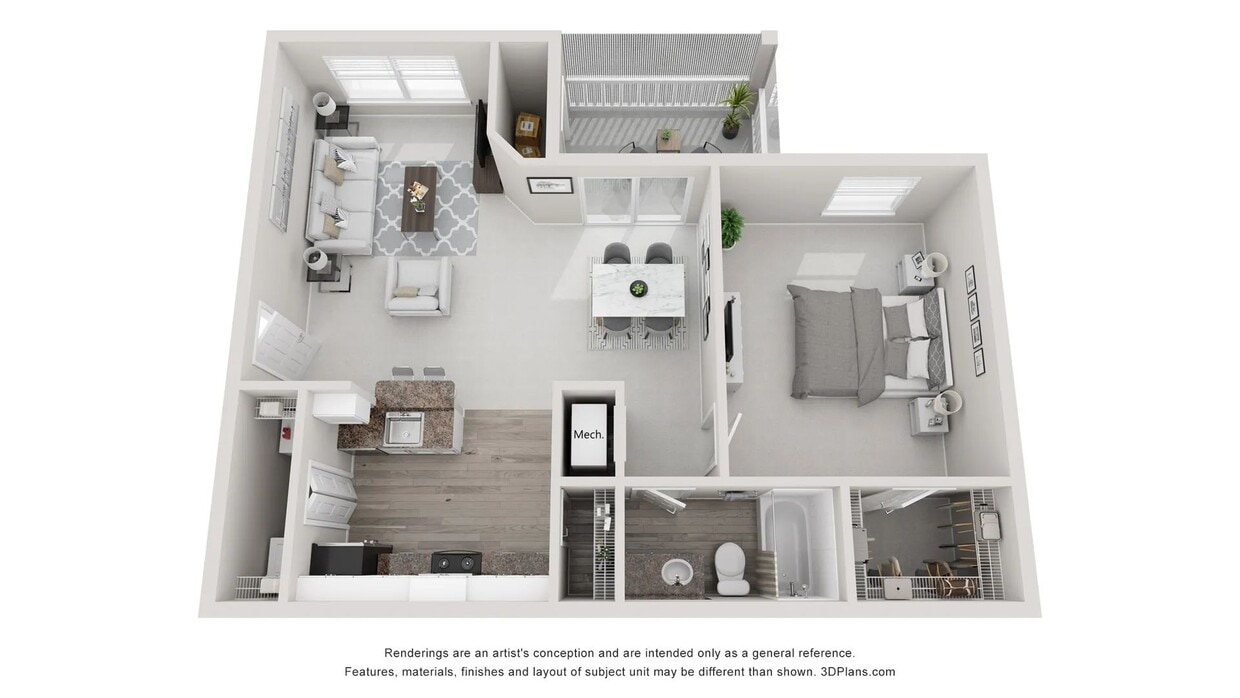 A 3D floor plan rendering of The Laurel Oak. - The Laurel Oak