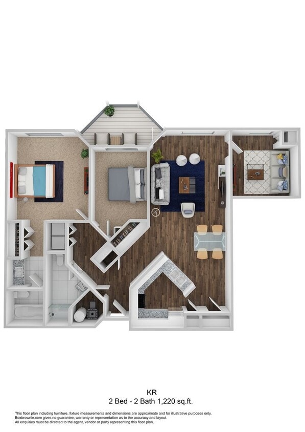 Floor Plan - 2X2 BDRM DEN SQ FT 1220