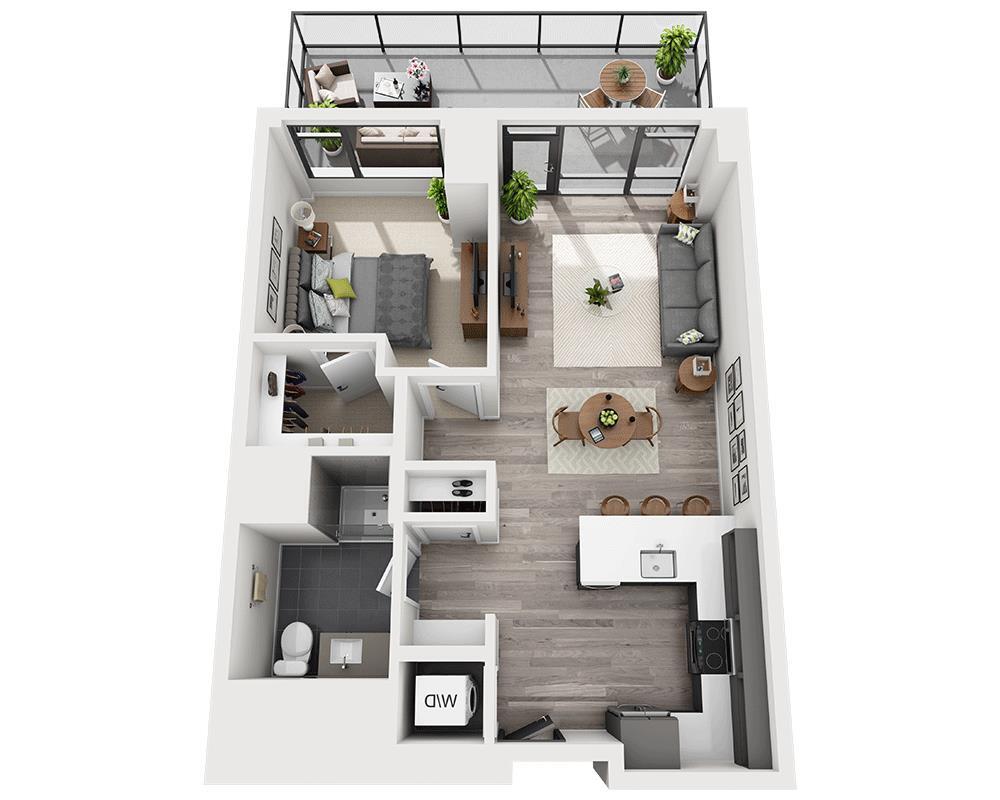 Floor Plan - One Bedroom A1AX