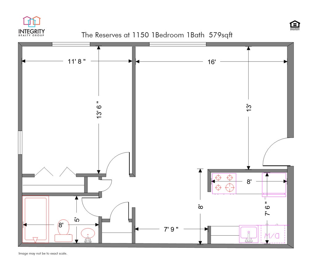 Floor Plan - 1 Bed 1 Bath Garden Apartment