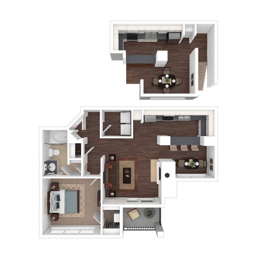 3D Floorplan | One Bedroom - A2R