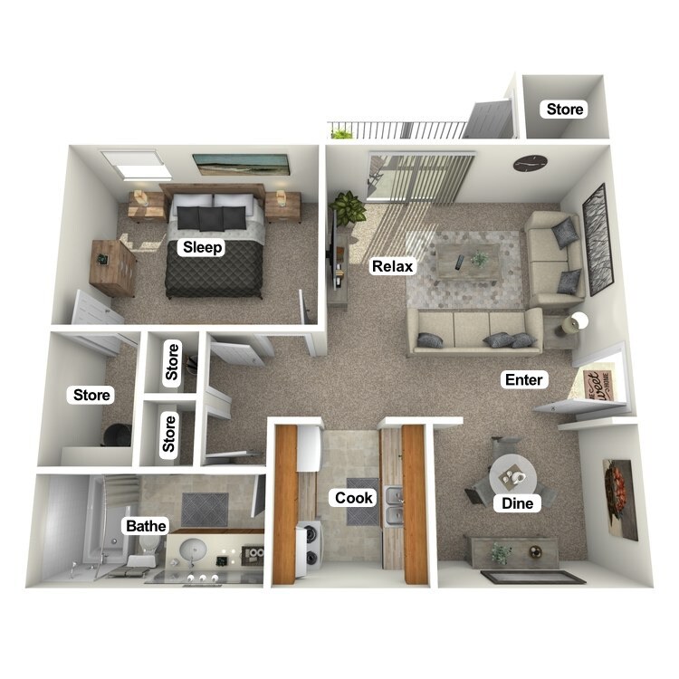 The Mimosa - 1 Bedroom, 1 Bath - 1x1