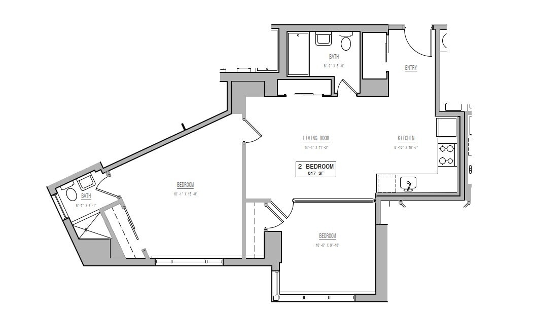 Floor Plan - Renovated 2 Bedrooms 1 Bathroom- 04 Tier
