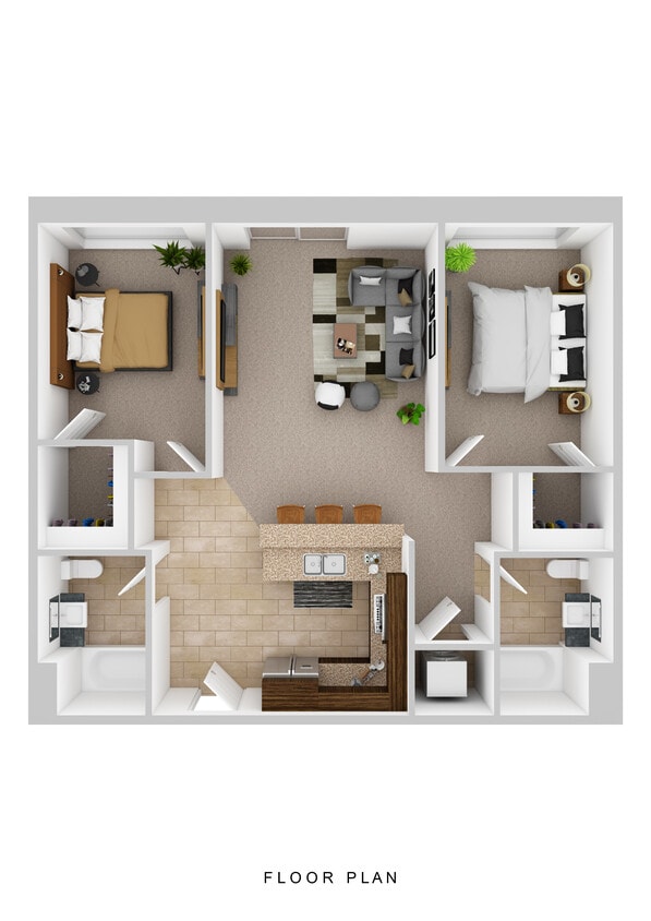 2BR/2BA Floor Plan - 2 BR/ 2 BA