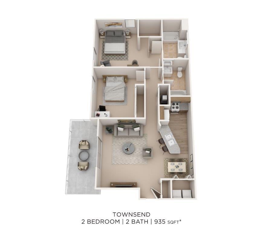 Floor Plan - Two Bedroom 2 Bath