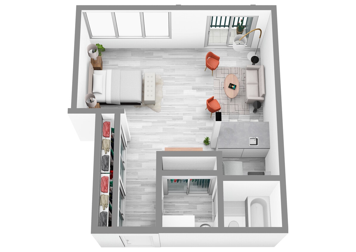 Floor Plan - 0 Bed 1 Bath