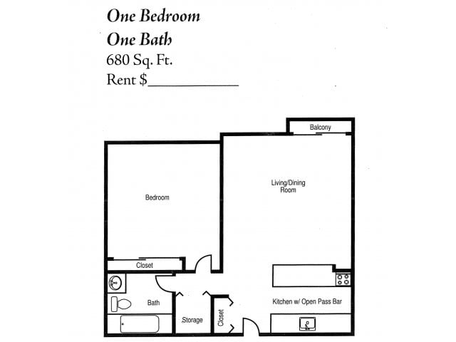 Floor Plan - One Bedroom One Bath