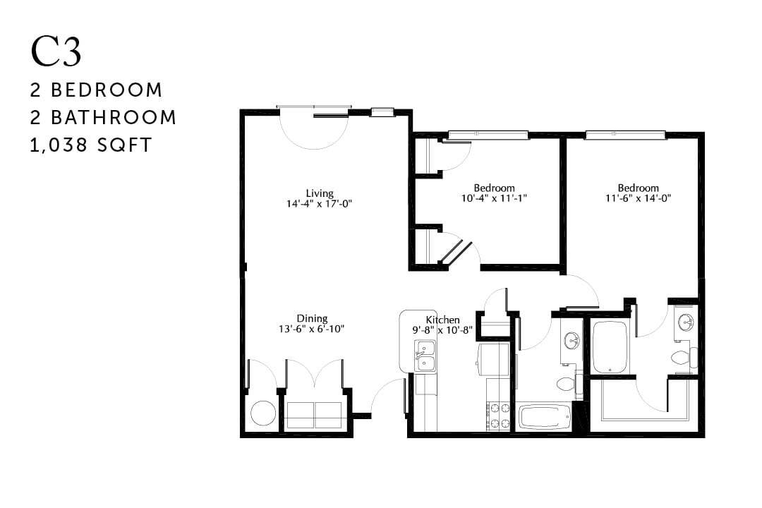 Floor Plan - C3r Two Bedroom Renovated