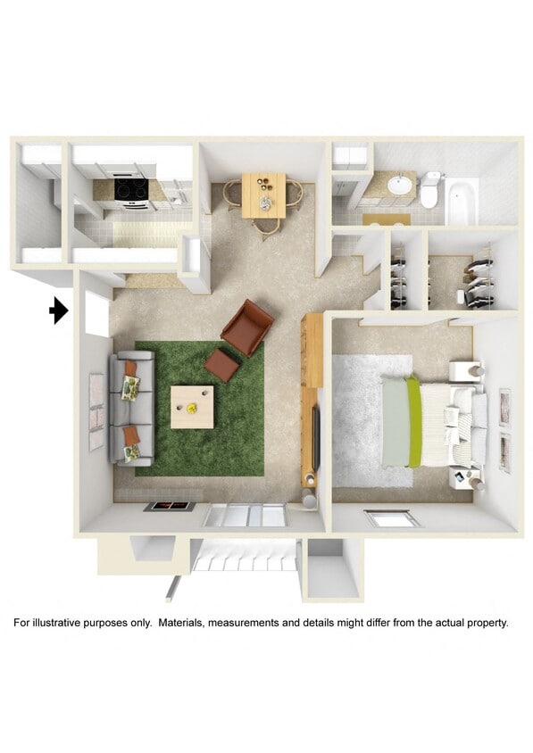 Floor Plan - Large 1 bed 1 bath