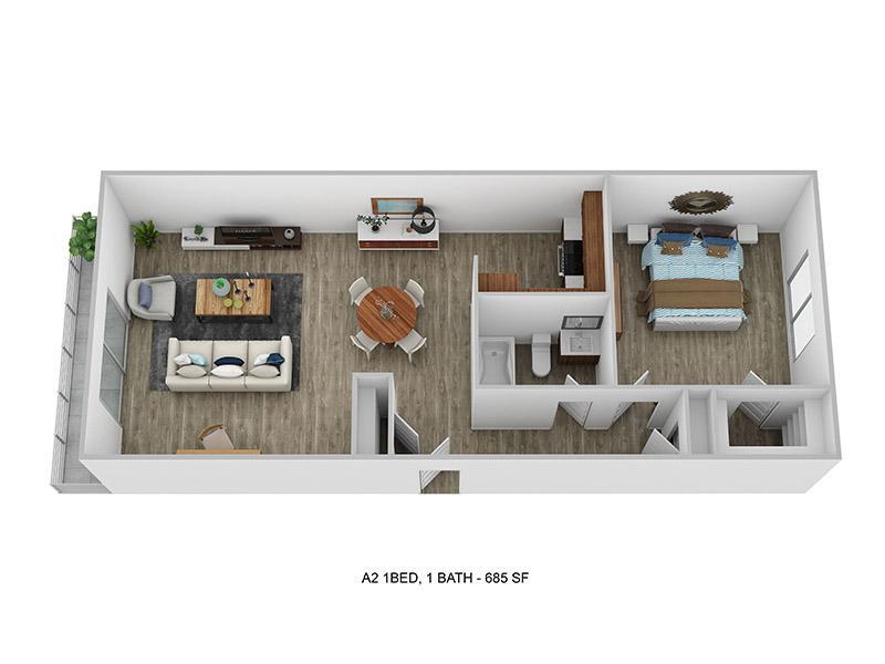 Floor Plan - One Bedroom One Bath Lg