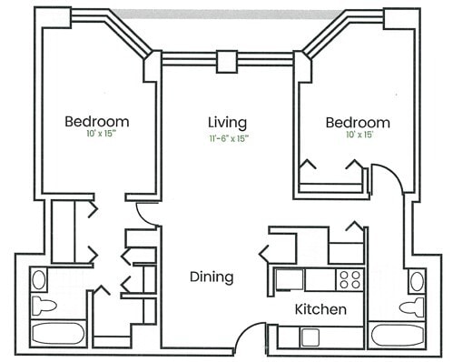 Floor Plan - Penthouse Two Bedroom PC