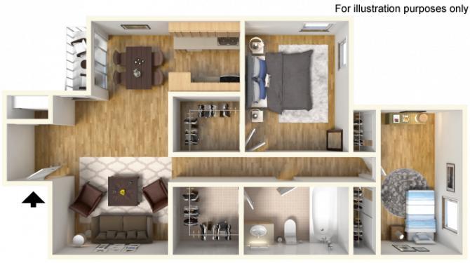 Floor Plan - 2 Bed 1 Bath