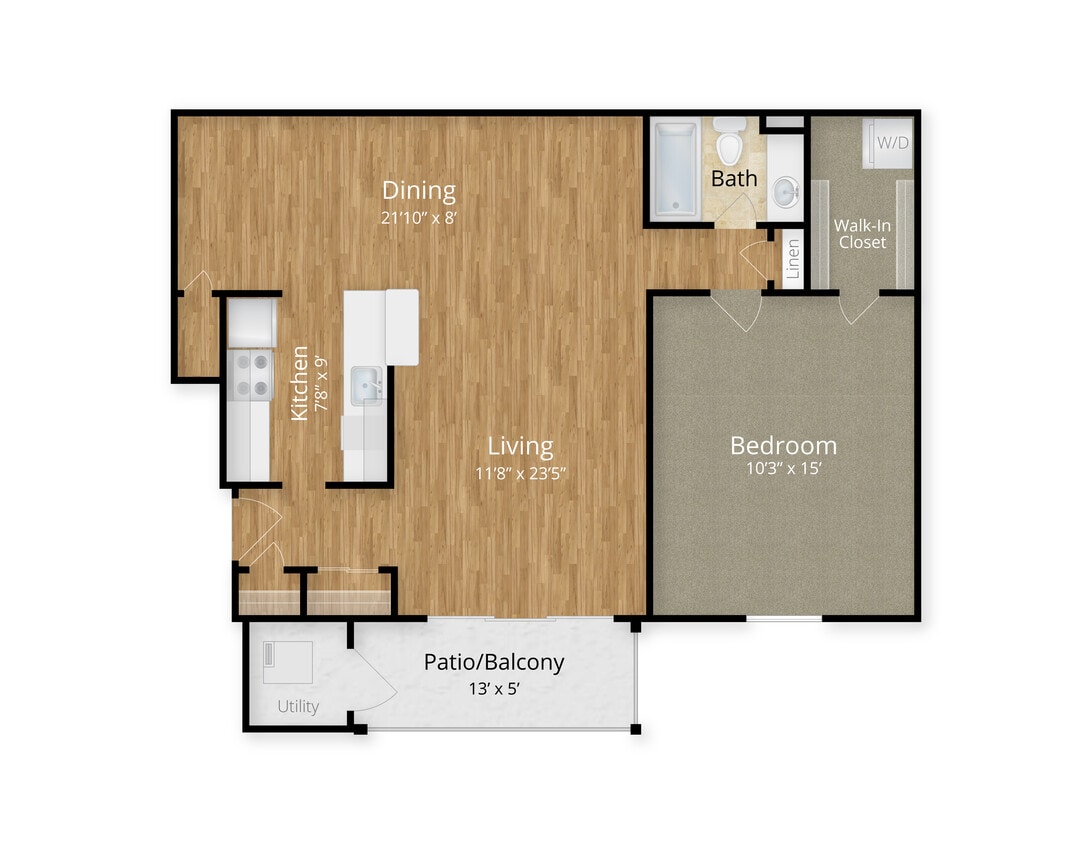 One bedroom One Bathroom - 1 Bed x 1 Bath