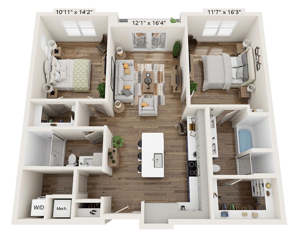 Floor Plan - Two Bedroom B2H-III