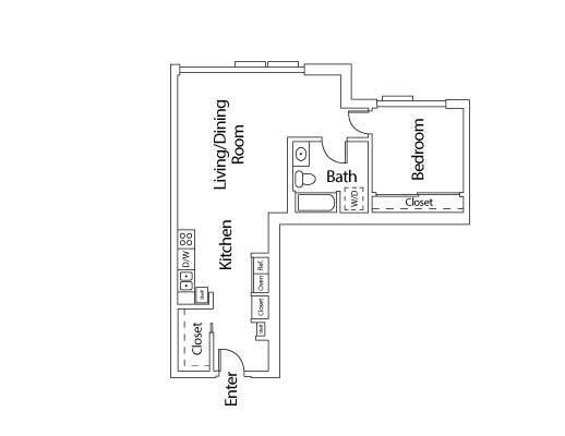 Floor Plan - 1x1 A