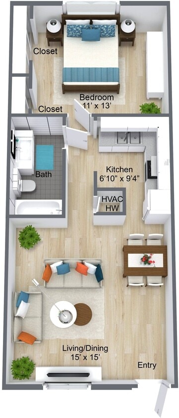 Floor Plan - One Bedroom One Bath