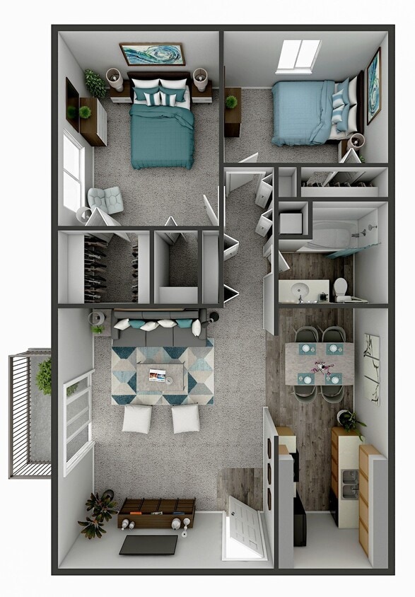 Floor Plan - 2 Bedroom 1 Bath G