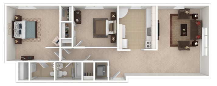 Floor Plan - Park East 2 Bedroom 1.5 Bath