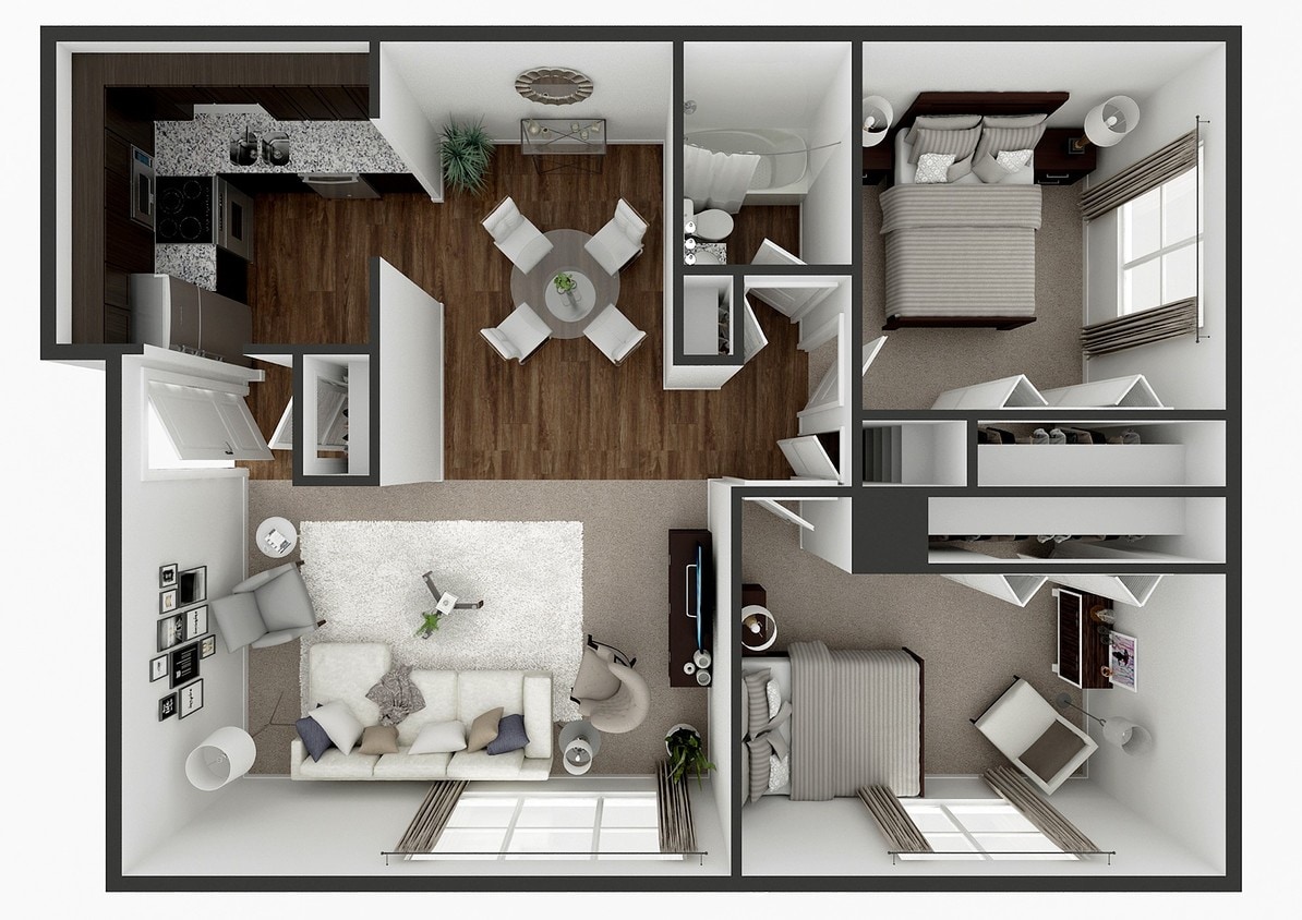 Floor Plan - 2 Bedroom 1 Bath  960 sq ft