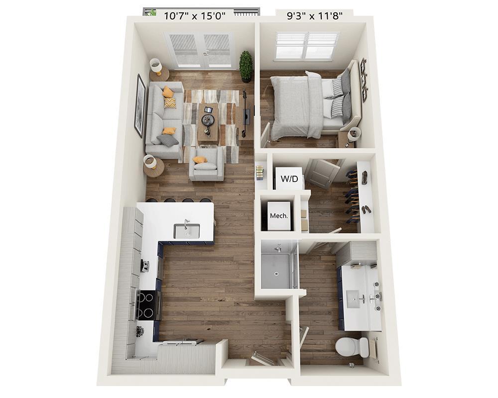 Floor Plan - One Bedroom A1A-III