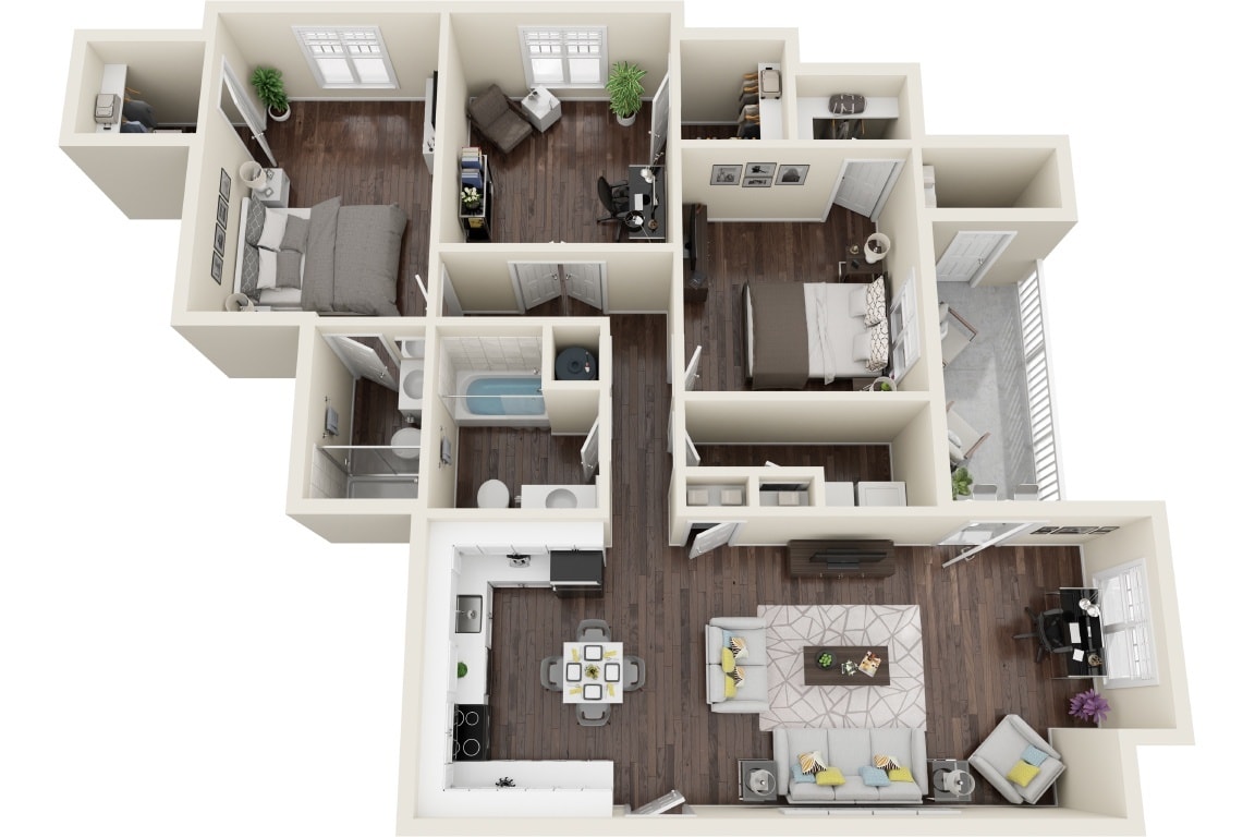 Floor Plan - The Oceanic 2 Bedroom 2 Bath with Den