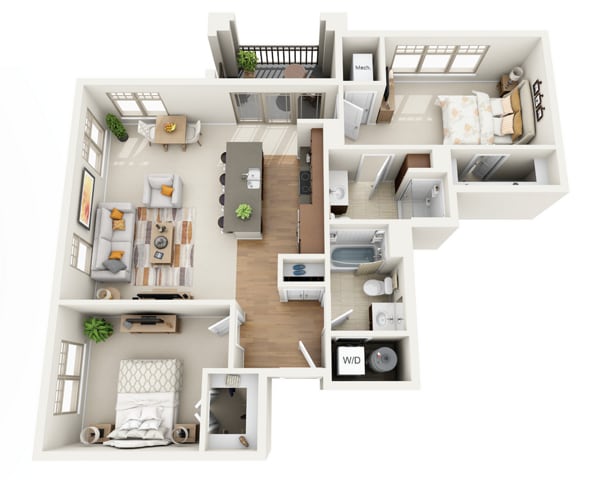 Floor Plan 2H | Wells Street Station | Apartments in Delafield, WI - 2H