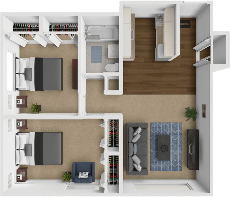 Floor Plan - Two Bedrooms