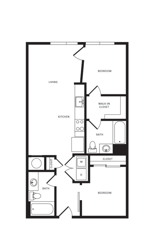 Floor Plan - 2 Bed/2 Bath-B01a Modern