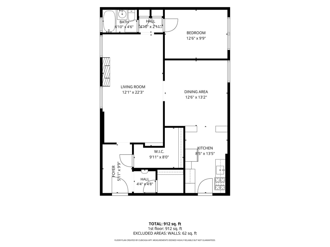 Floor Plan - 1 Bedroom 1 Bath Large