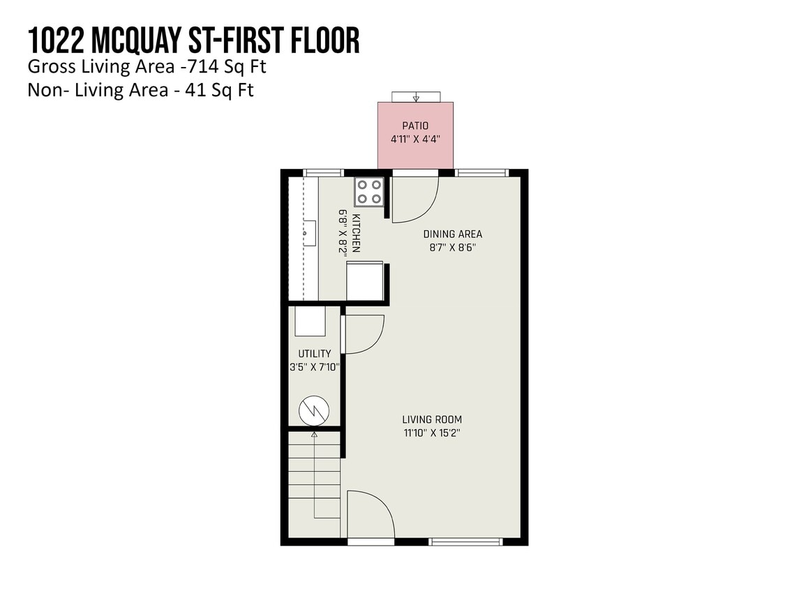 Floor Plan - THE MILLSTONE - Two Bedroom, 1 Bathroom