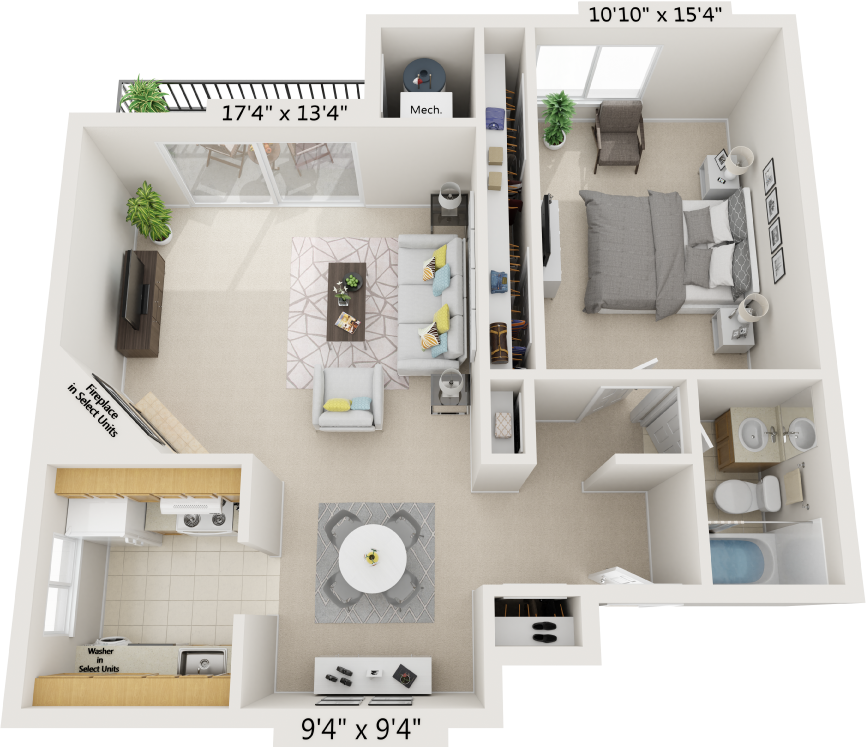 Floor Plan - 1BR | 1BA C