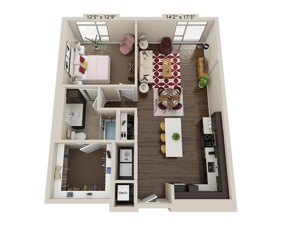Floor Plan - One Bedroom A1U