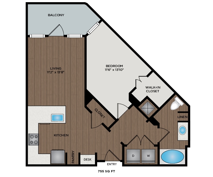 Floor Plan - 755 Sq Ft