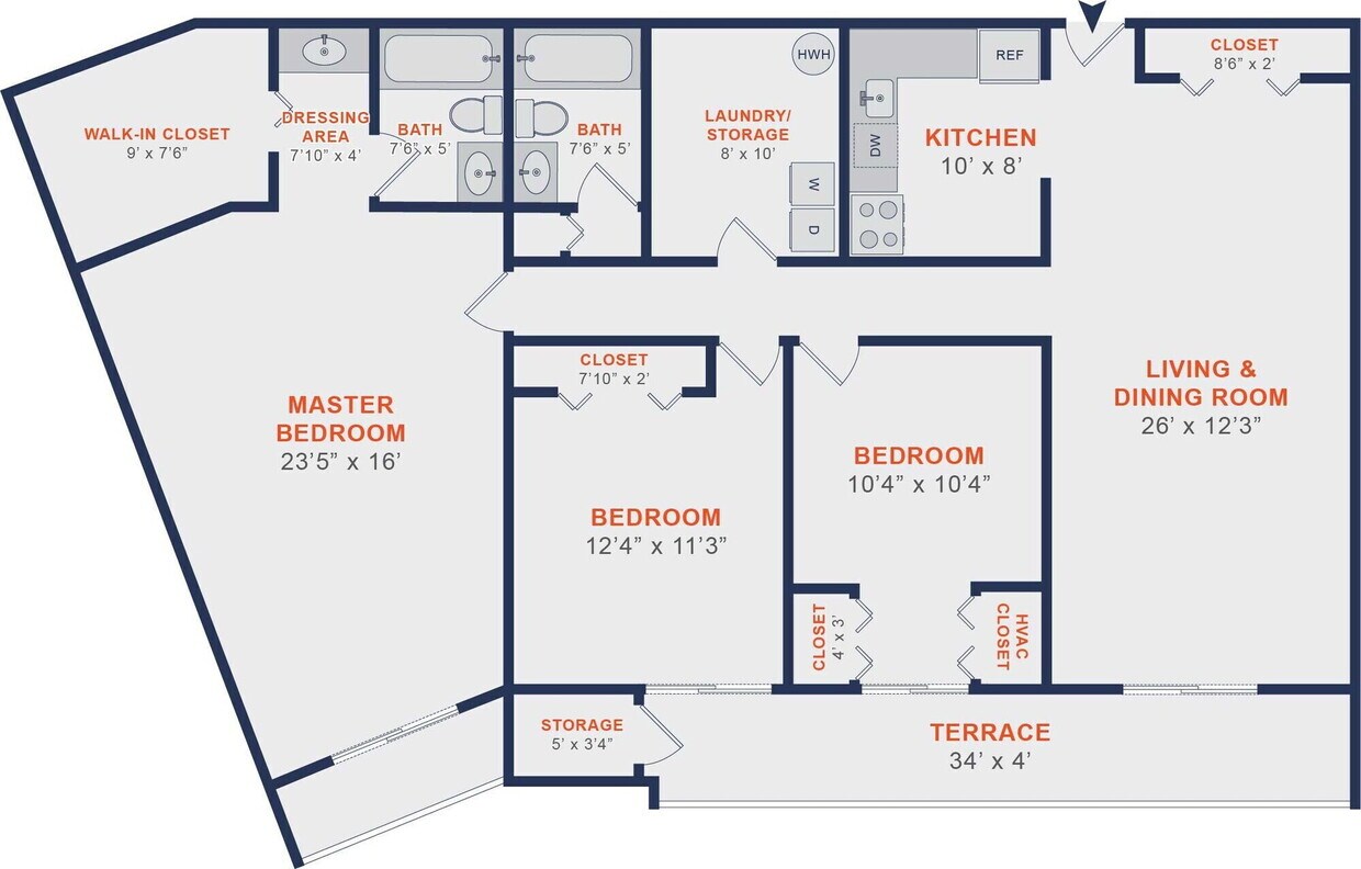 Floor Plan - The Washington | 3 Bed | 2 Bath