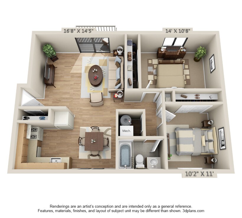Floor Plan - 2 Bedroom Garden