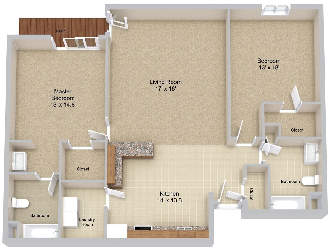Floor Plan - 2 Bedroom 2 Bathroom