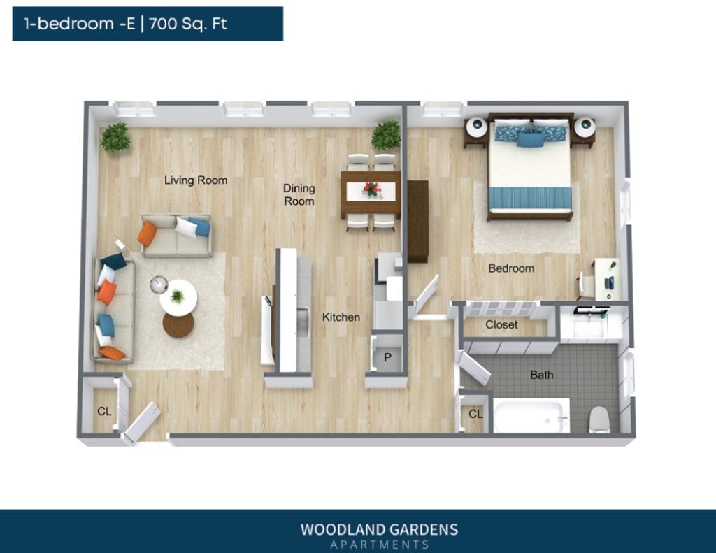 Floor Plan - 1 BED 1 BATH LARGE