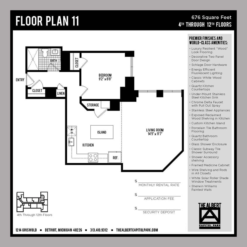 Floor Plan - 1 Bedroom Unit - A11