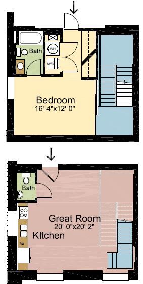 Floor Plan - 1 Bedroom 1.5Bathroom